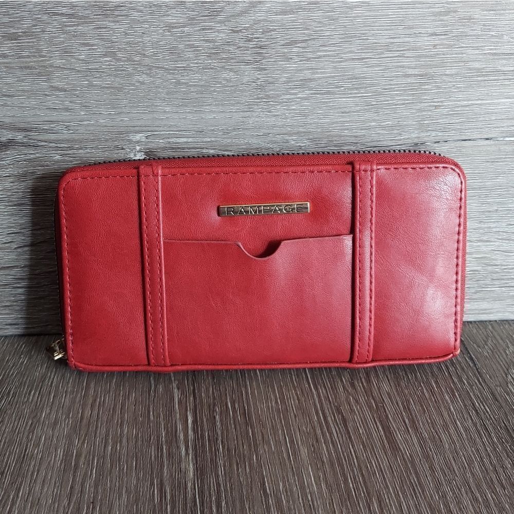 Rampage Women's Red Zip Wallet Organization Wallet Holds 8 Cards